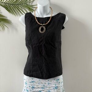 Gloria Vanderbilt Black Linen Blend Top Size M